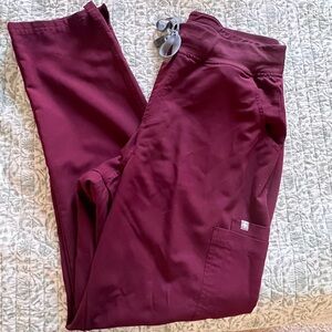 FIGS Burgandy Yola Skinny Scrub Pants